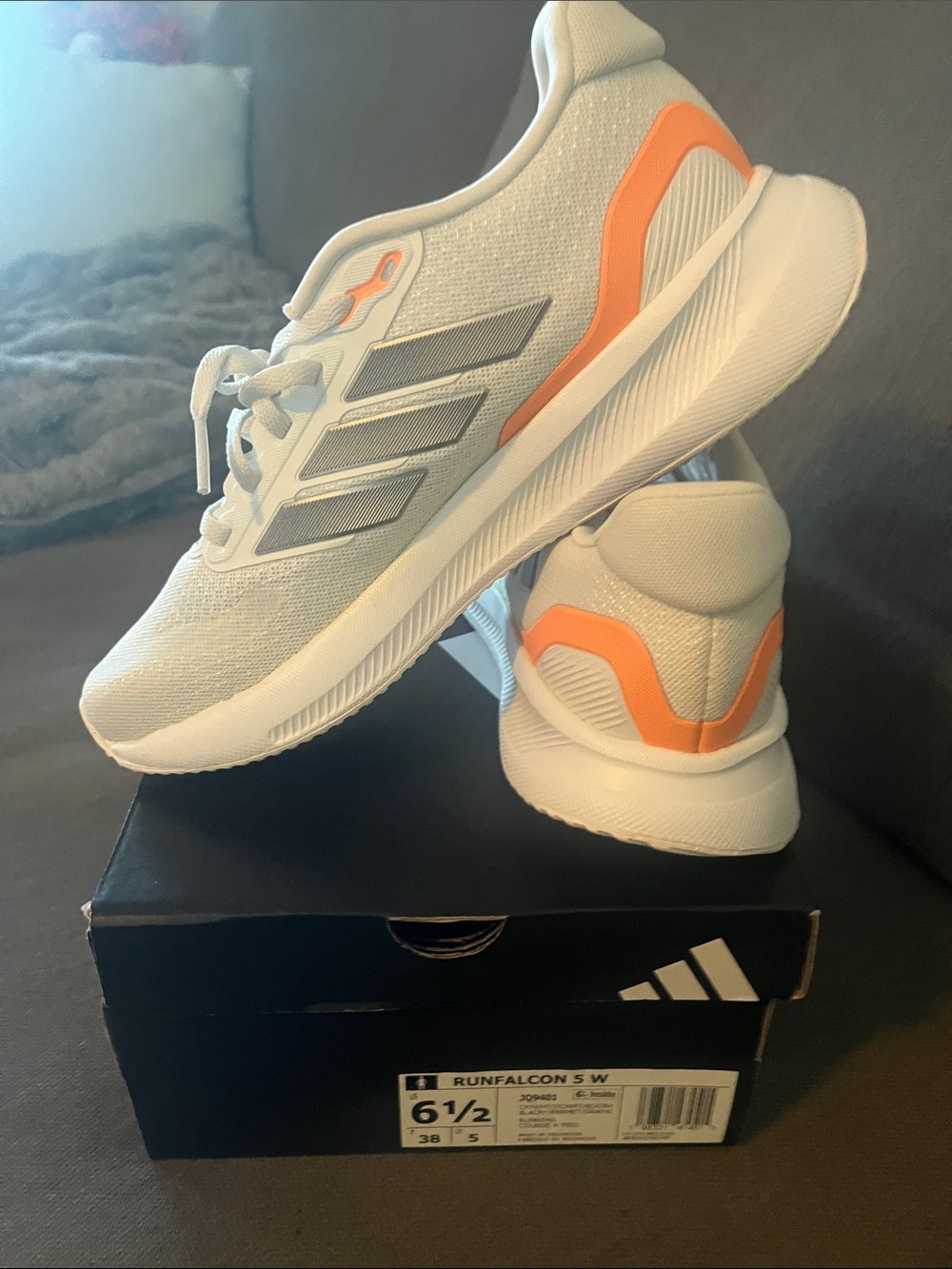 adidas Women's White Athletic Sneakers with Coral Accents